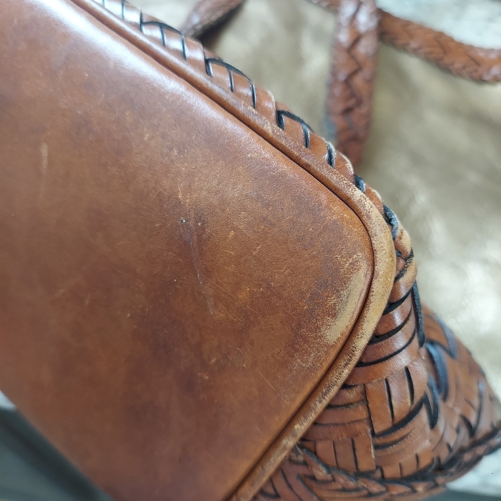 L.J.S Woven Leather Metallic Hobo/Shoulder Bag - Picture 10 of 11